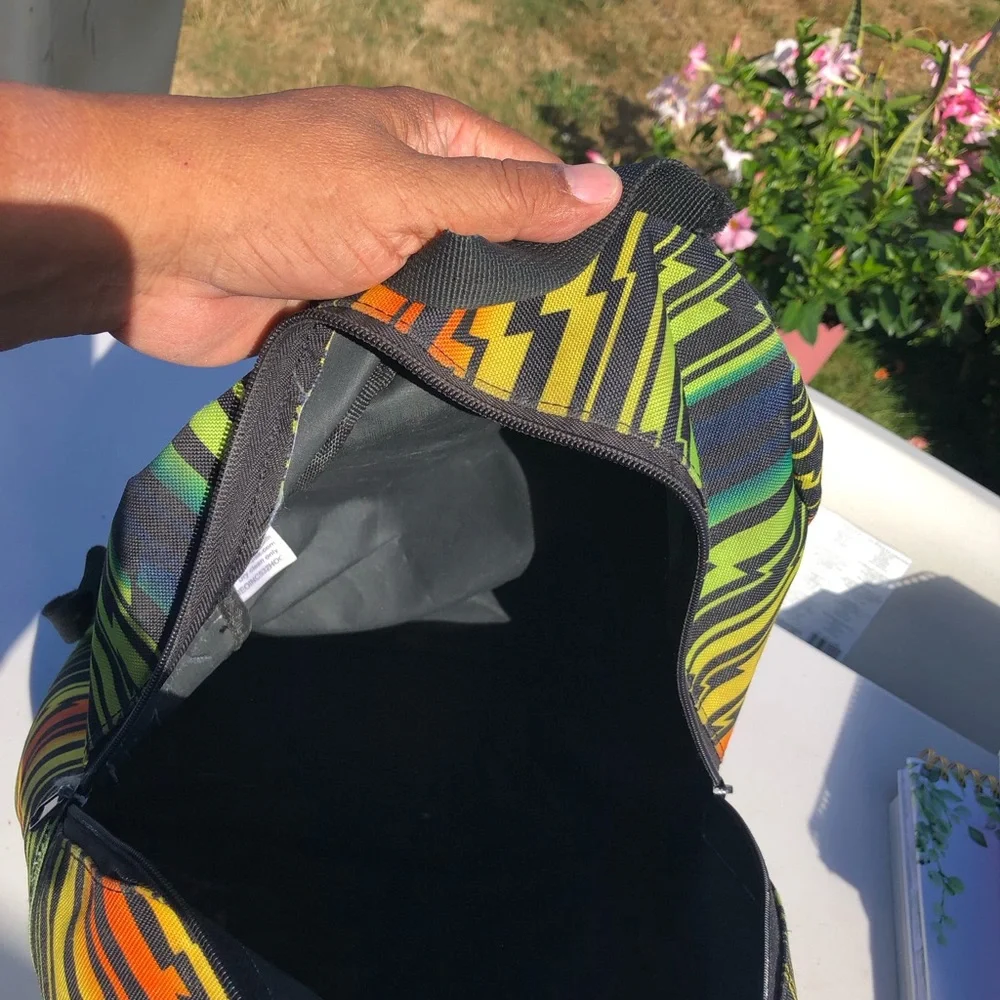 Yak Pak Vibrant Multicolor Zigzag Men's Backpack - Green/Orange/Yellow